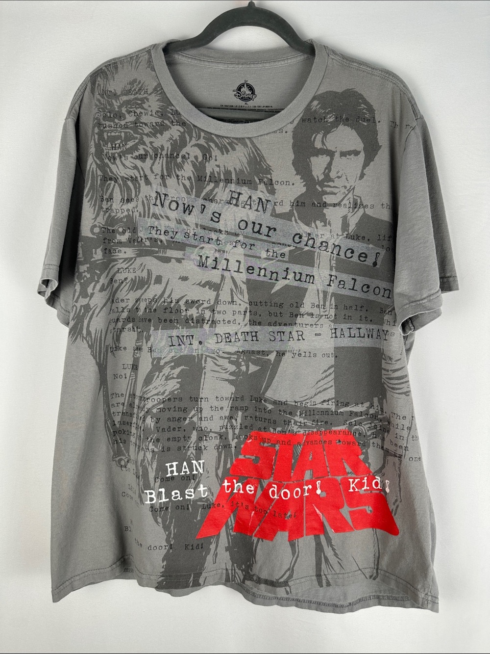 Disney Star Wars Han Solo Blast the Door Grey T-Shirt
